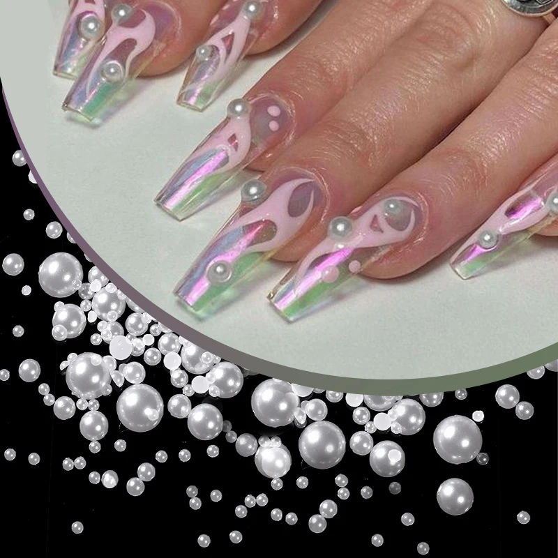 50/100/200 pz grigio rosa perla forma decorazioni per unghie 3D retro piatto ciondoli per unghie per arte Flatback perline accessori per unghie fai da te