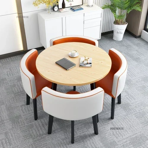 Conjunto de mesas de jantar redondas nórdicas, móveis para sala de jantar, cozinha, conjunto de mesa de jantar com 4 cadeiras, luz para casa, mesas centrais de luxo 24