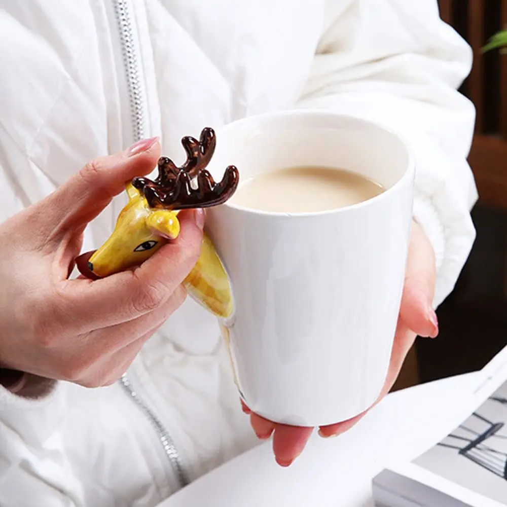 400ML Capacity 3D Animal Coffee Mug 3D Animal Shape Handle Comfortable Grip Animal Shape Ceramic Cup Anti-scald Heat Resistant