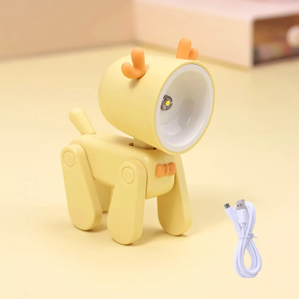 USB Rechargeable LED Night Light - Dog Deer Design Ambient Table Lamp