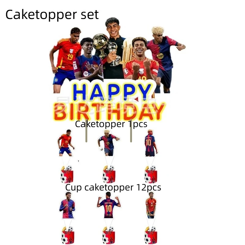 Yamal Football Star Birthday Party Decoration Fans Banner Balloon Cake Topper Soccer Holiday DIY Decor