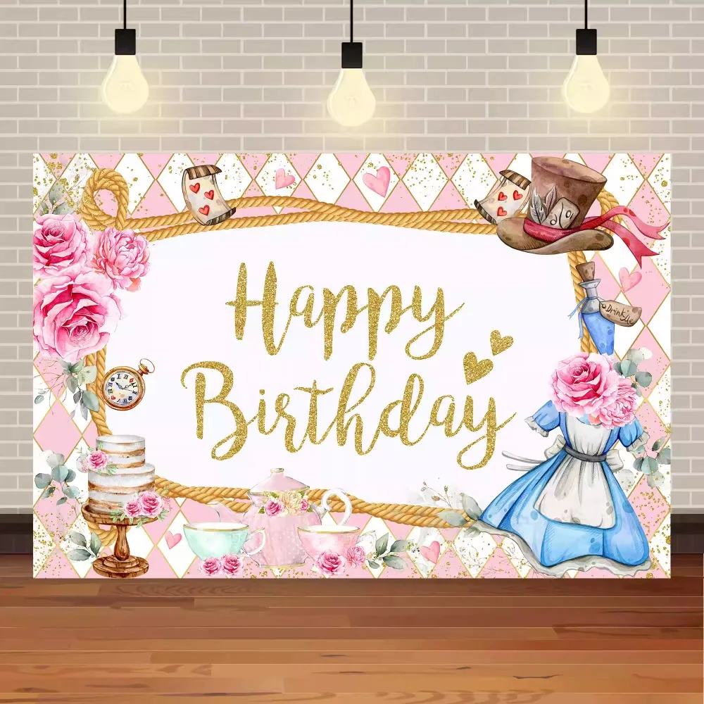 Alice In Wonderland Photo Backdrop 5x7FT - Fantasy Birthday Party Background Decor