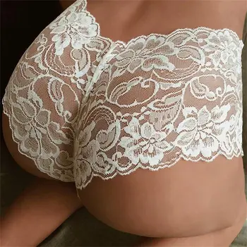 2022 Women's Erotic Lingerie Lace Panties Briefs Floral Transparent High Rise Knickers Sexy Brief Underwear For Sex Ladies Brief 4