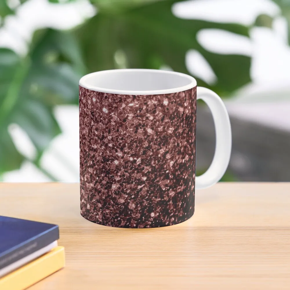 

Glam Marsala Brown Red faux Glitter sparkles Coffee Mug Ceramic Cup Coffee Cup Set Coffee Mugs