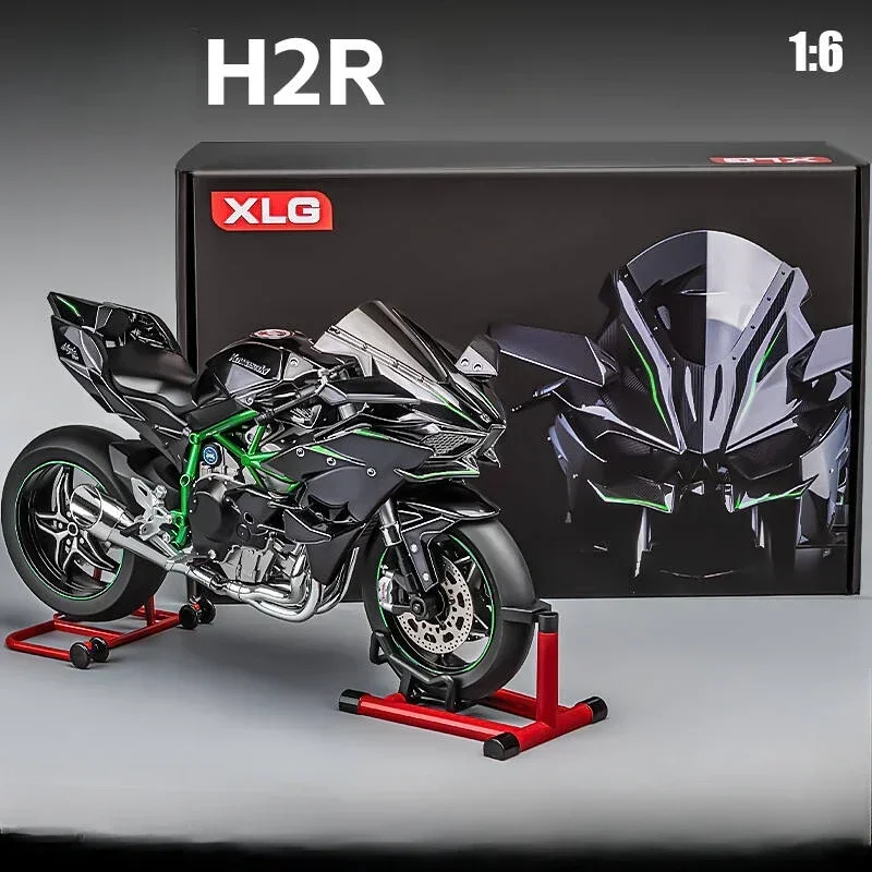 Big Size Gift Box Simulation 1:6 Kawasaki H2R Alloy Racing Motorcycle Collection Diecast Spray Motorbike Model Gift for Man Boy 5