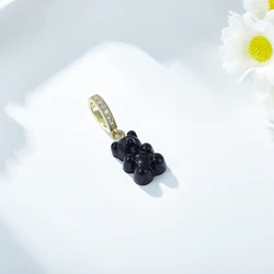 BenS Colorful Resin Gummy Bear Charm for Jewelry Making and DIY Crafts (Gold black)