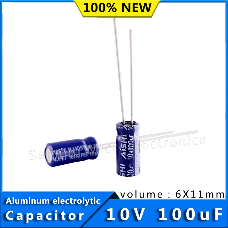 

10pcs 10V 100UF 6*11mm Low ESR Aluminum Electrolytic Capacitors 100uf 10V High Frequency Low Resistance Electrolytic Capacitors