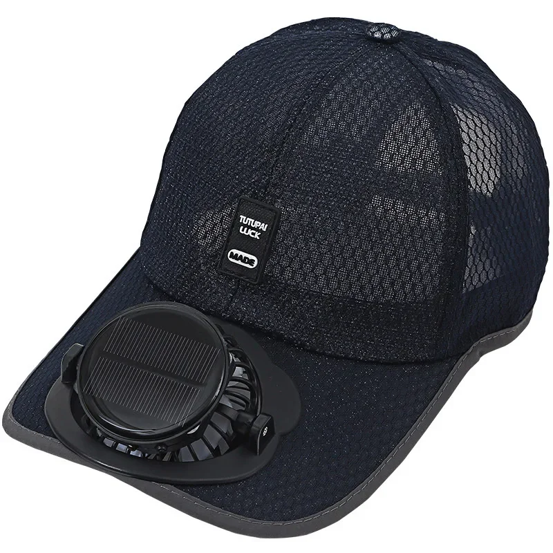 Summer solar charging fan hat for men and women breathable mesh sun protection outdoor sunshade duck tongue hat solar charging fan hat