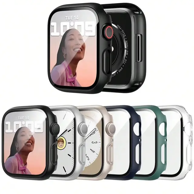 Étui pour Apple Watch 42mm 46mm 41mm 45mm 40mm 44mm, protecteur d'écran, couvercle de pare-chocs en verre trempé pour iWatch série 10 9 8 7 6 SE 1