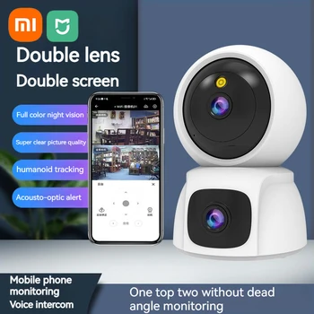 Xiaomi Mijia 샤오미 미지아 새로운 무선 카메라 듀얼 렌즈 듀얼 스크린 360도 감시 카메라 홈 실내 와이파이 HD 1080P 음성 인터콤