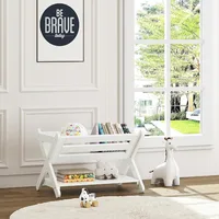Kids Book Caddy with Shelf, Toddler Bookshelf, Book Storage Organizer, Small Book Shelf for Kids Rooms, Nursery, Playroom, White 2
