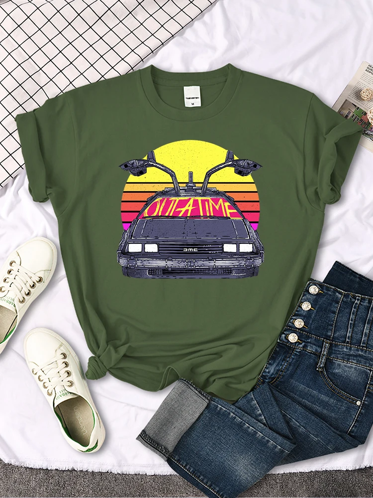 T shirt women's Back To The Future car pattern print tops women fashion Vintage O-neck Tshirt Casual Loose vitality tees