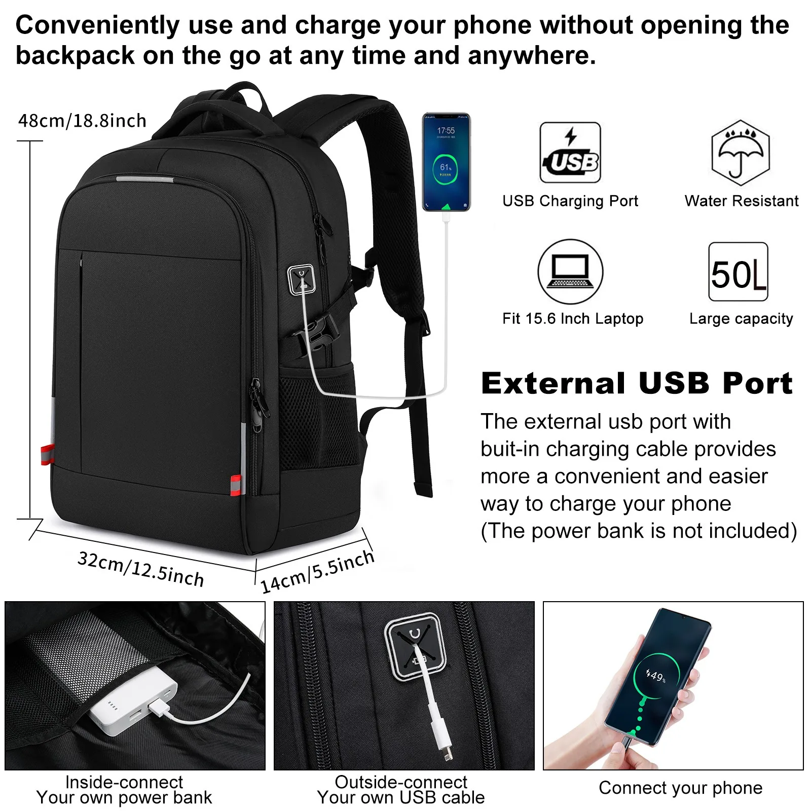 Men's 16-inch Laptop Bag Casual Travel Backpack Ultra-Light Waterproof Luminous Logo Multifunctional Student School Bag 2