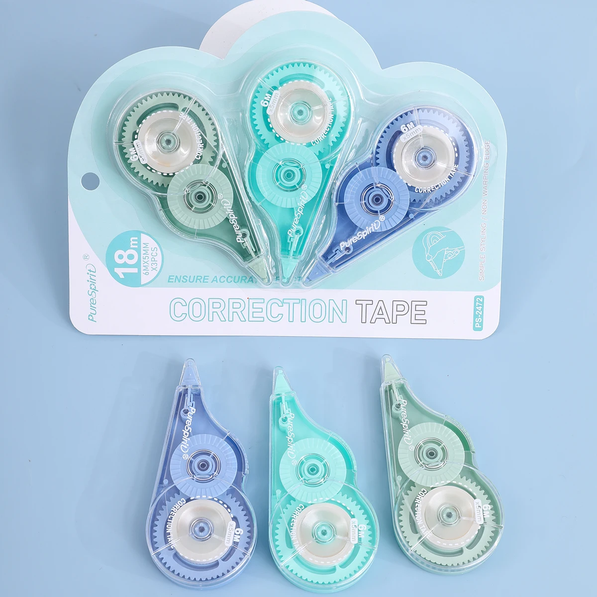 3pcs 19.7 Ft White Out Correction Tape Tear-Resistant Tape Bulk for School Office Note Taking Journal Tape Width 0.2 in