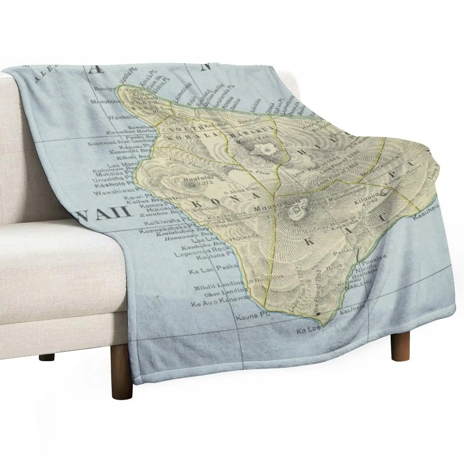 

Vintage Map of Hawaii Island (1901) Throw Blanket Luxury Blanket Fluffy Shaggy Blanket Sofa Blankets