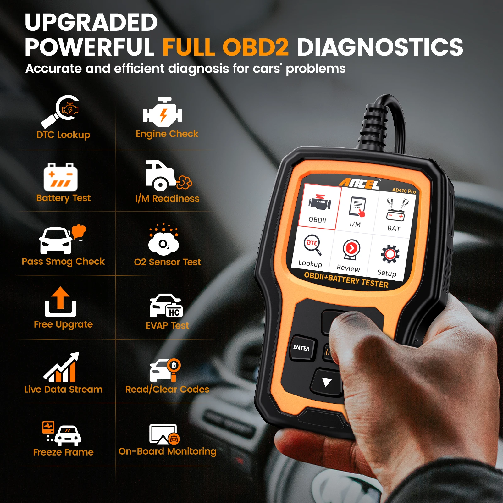 ANCEL AD410Pro  OBD2 Automotive Scanner Code Reader Check Engine Light Car Scan Emission Analyzer OBD Automotive Diagnostic Tool 3