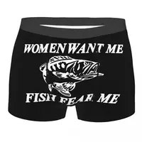 Women Want Me Fish Fear Me Boxer Shorts For Men 3D Printed  Fishing Fisherman Underwear Panties Briefs Breathbale Underpants 1
