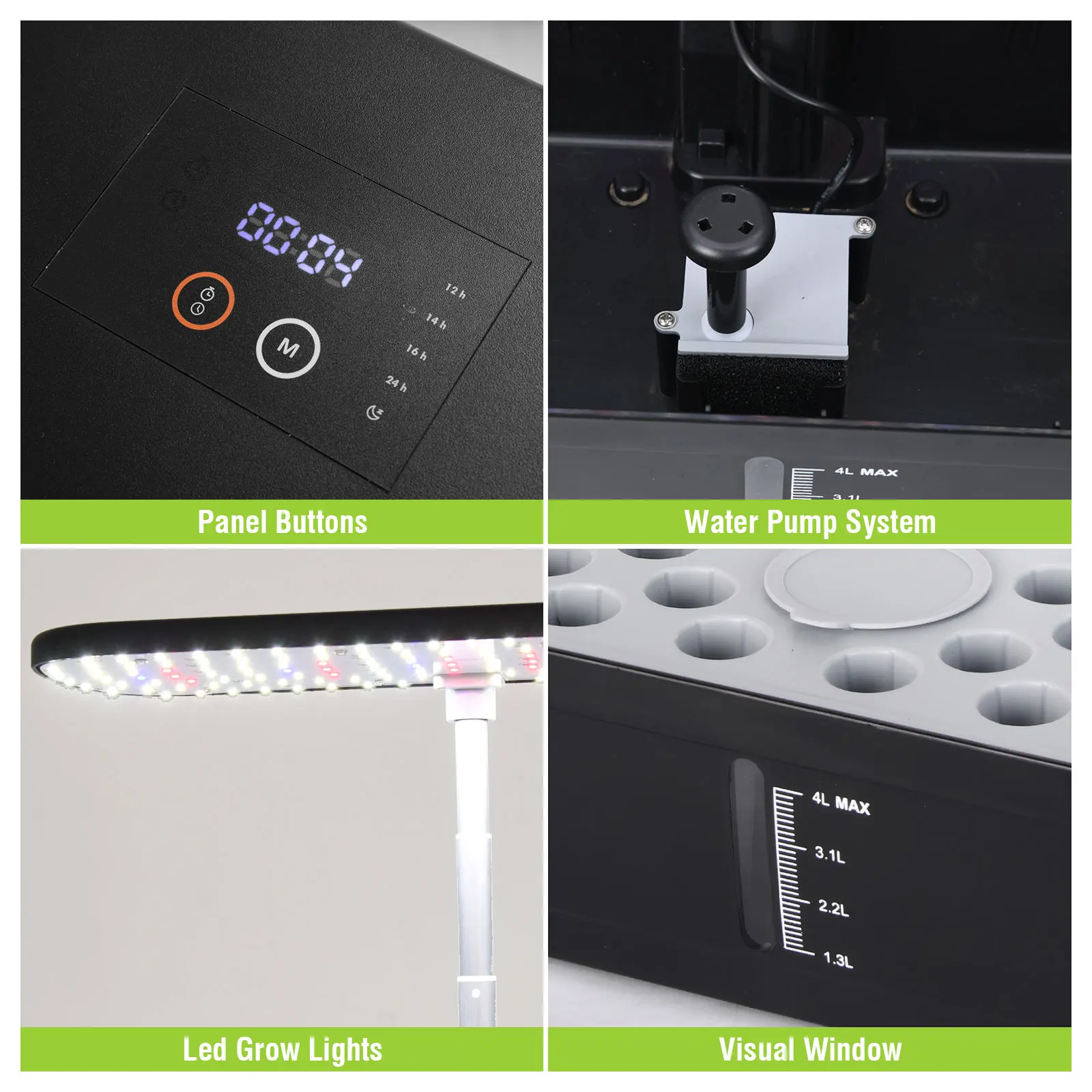Hydroponic Growing System Indoor Garden Kit with Full Spectrum LED Grow Light 52