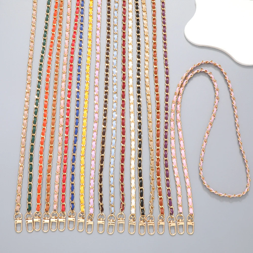 

Women Chain Braided Bag Strap PU Leather All-match Handbag Crossbody Purse Chain Strap Replacement Mobile Phone Case Strap