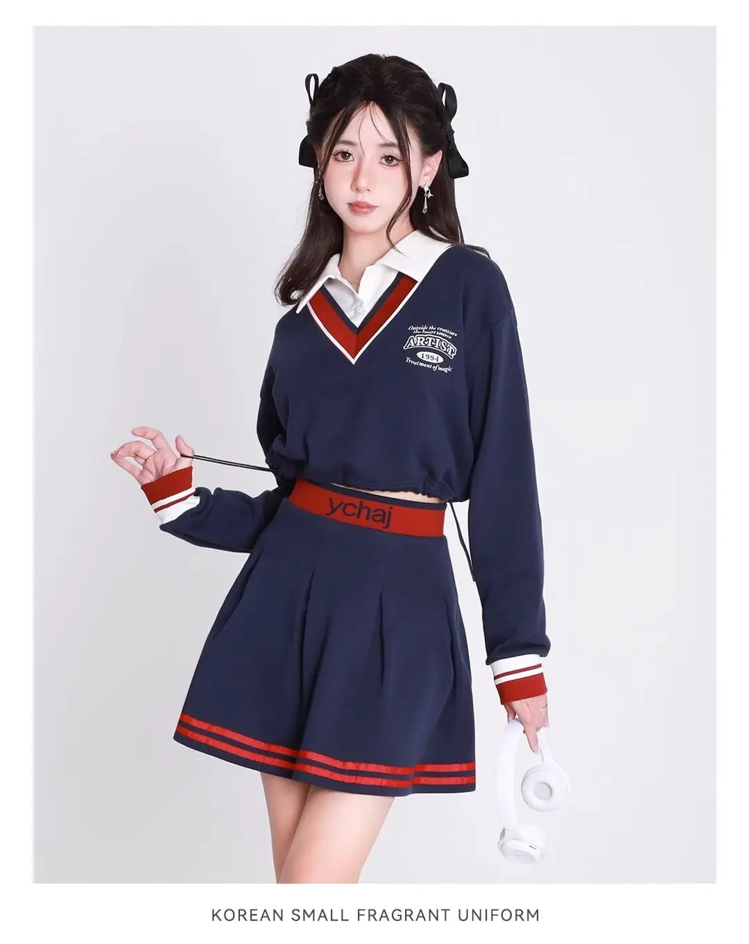 JK Skirt Suit Slim A-LINE Mini Skirts Sports Casual 2 Piece Set Women Clothes Autumn All Seasons Rabbit Pattern