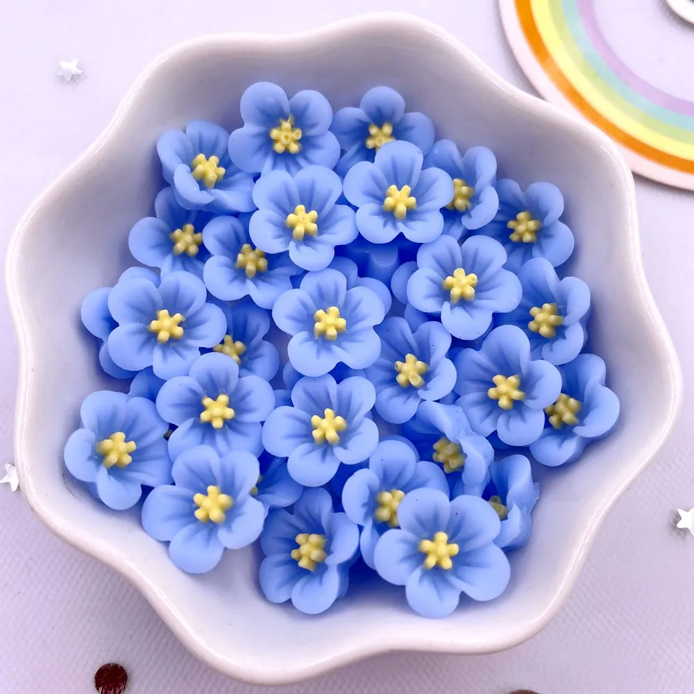 50 Colorful 14mm Resin Morning Glory Flower Gems