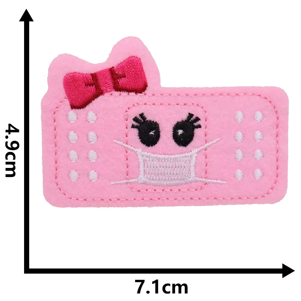 1Pcs Syringe Teeth Medicine Band-Aid Heart Mask Bow Tie First Aid Kit Infusion Embroidery Patches For Clothing Thermoadhesive 