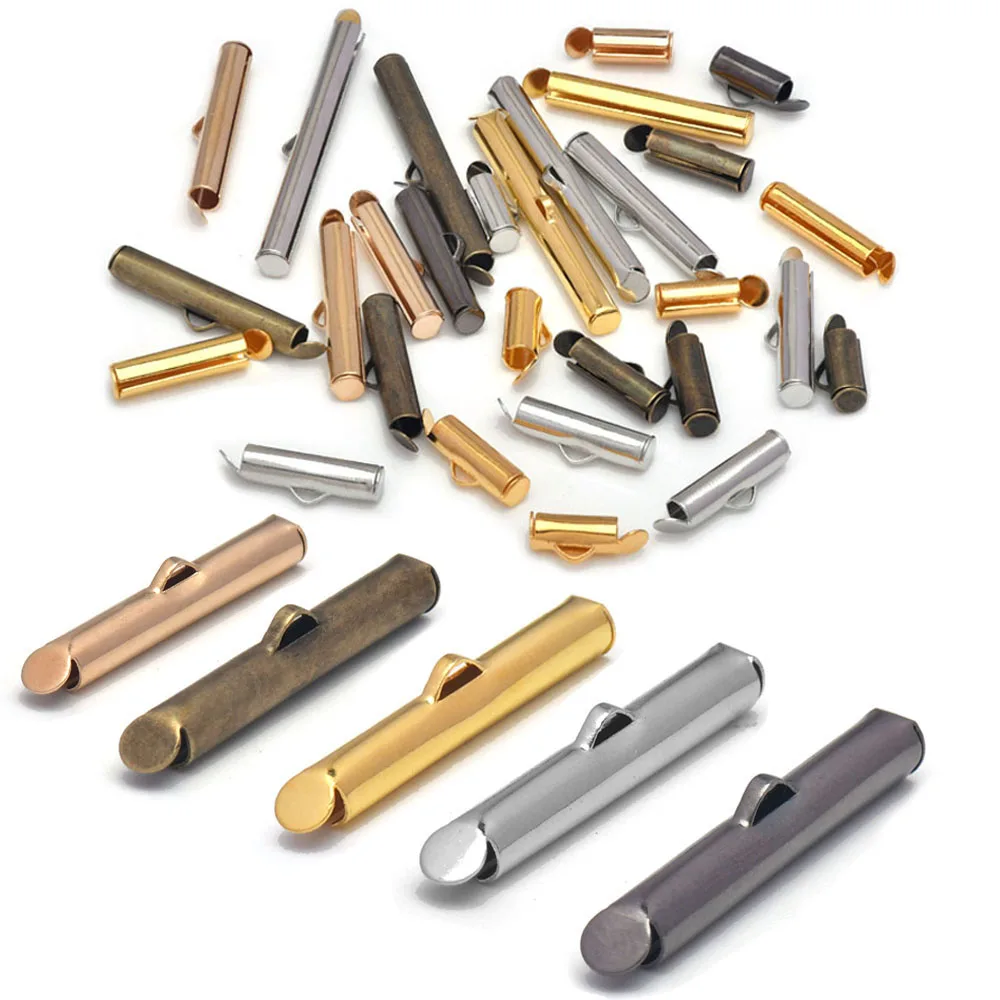 30–50 Stück Crimp-Endkappen, Schiebe-Endverschluss, Röhren, DIY-Armband-Anschlüsse, Webstuhl-Ergebnisse für Armband, Halskette, Schmuckherstellung