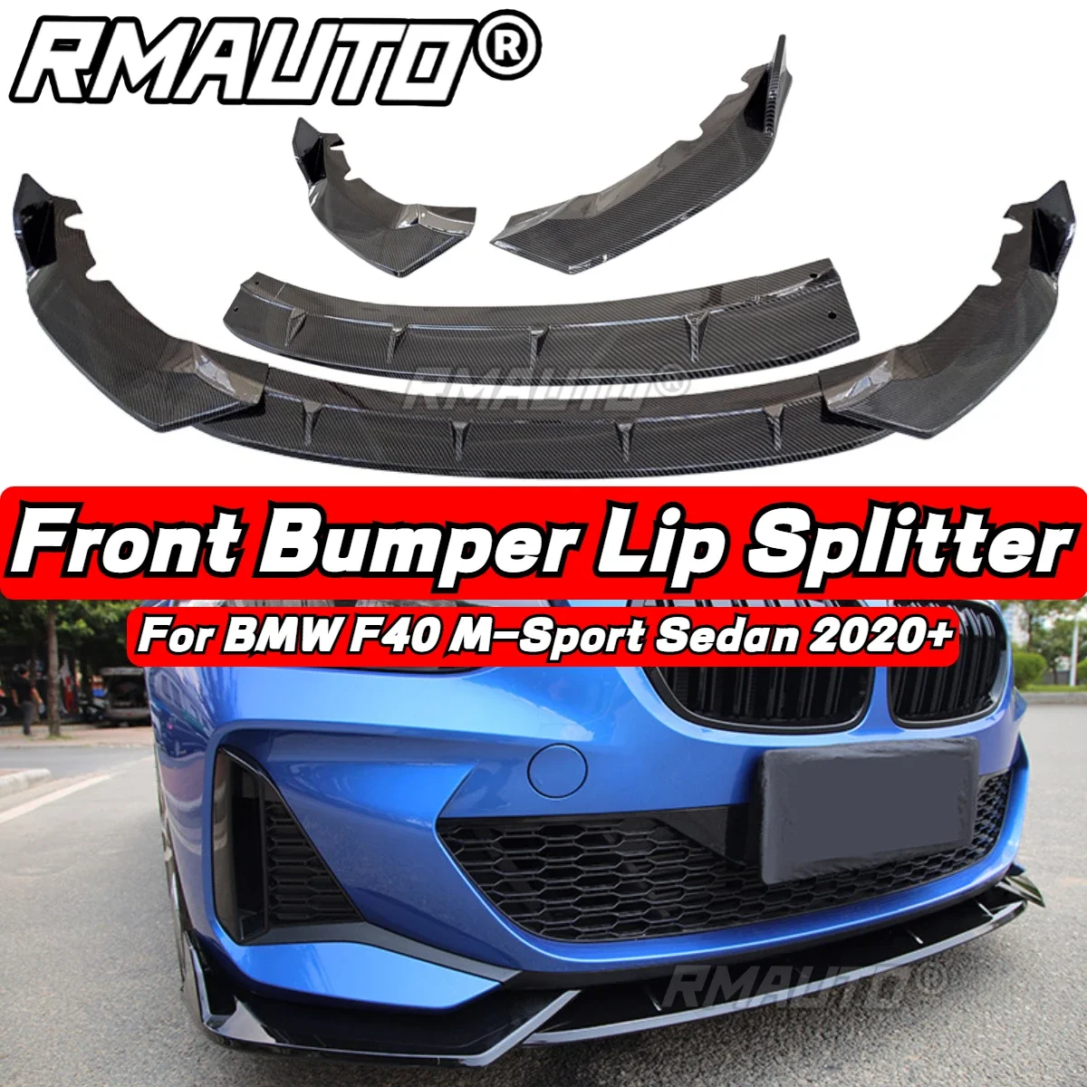 

F40 Lip Carbon Fiber Front Bumper Splitter Lip Diffuser Spoiler Guard For BMW 1 Series F40 M-Sport Sedan 2020+ Exterior Part
