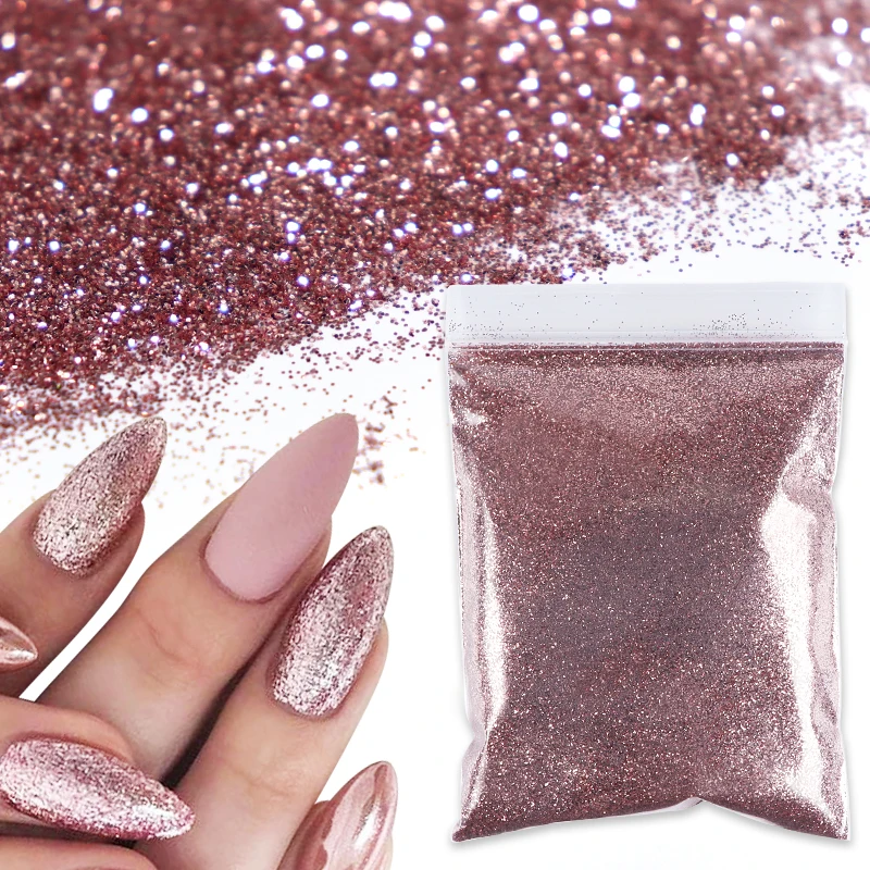 50g 0.2mm Shiny Rose Gold Fine Nail Glitter Powder For Nail Art
