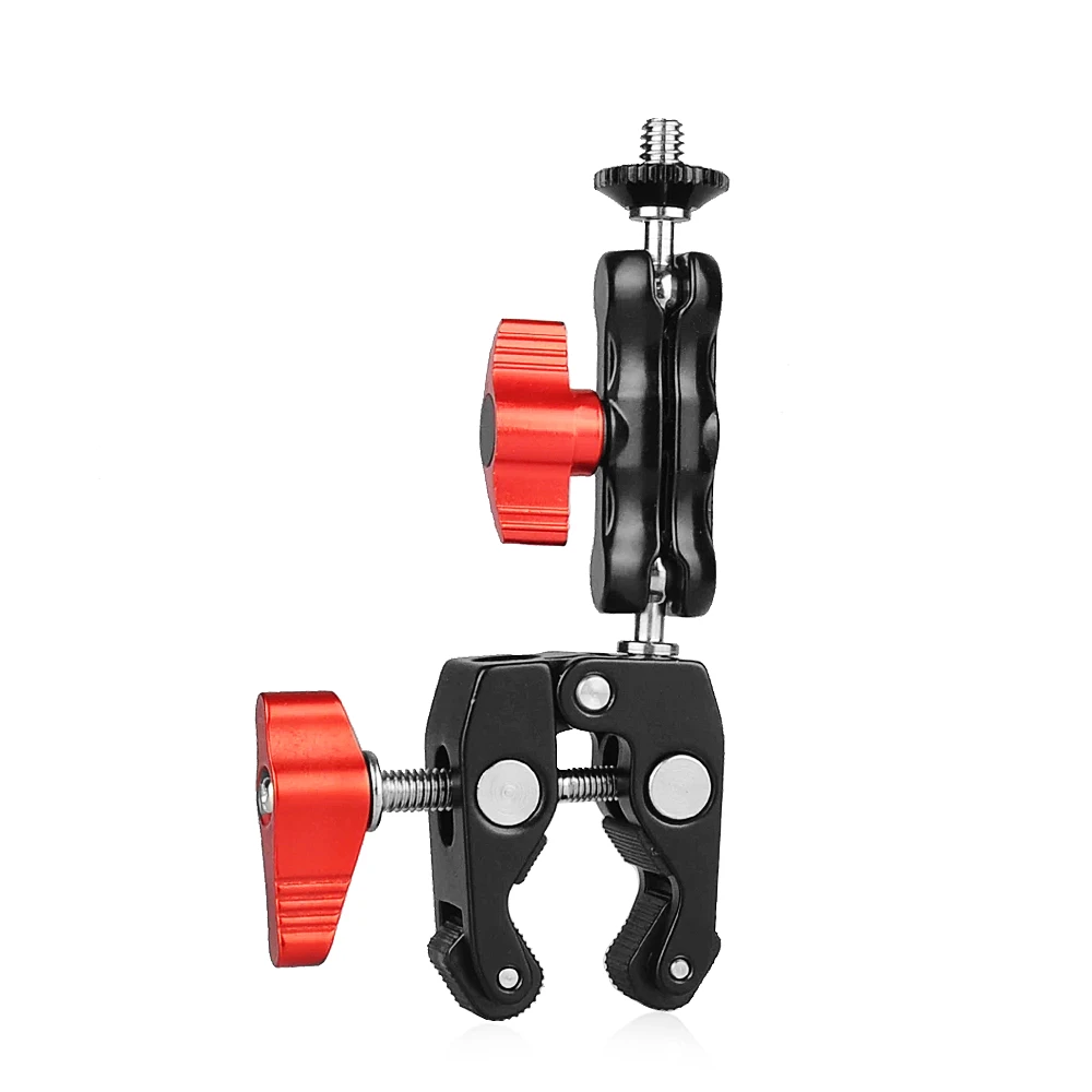 Camera Magic Arm Multi-function Ball Head Clamp Ball Mount Clamp 1/4"-20 Thread for Camera Cage Rig Monitor/LED Light