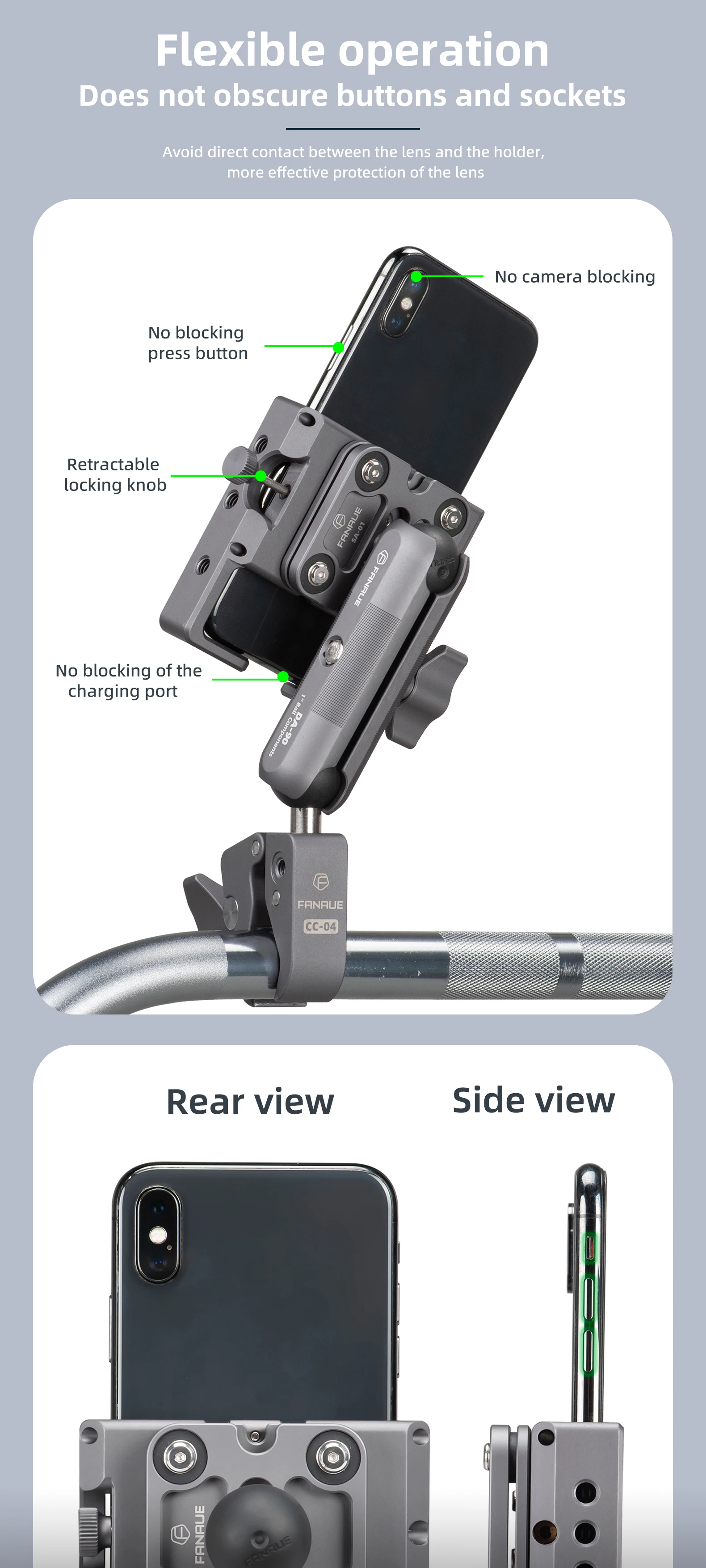 FANAUE Motorcycle Motorbike Phone Holder Support mobile stand