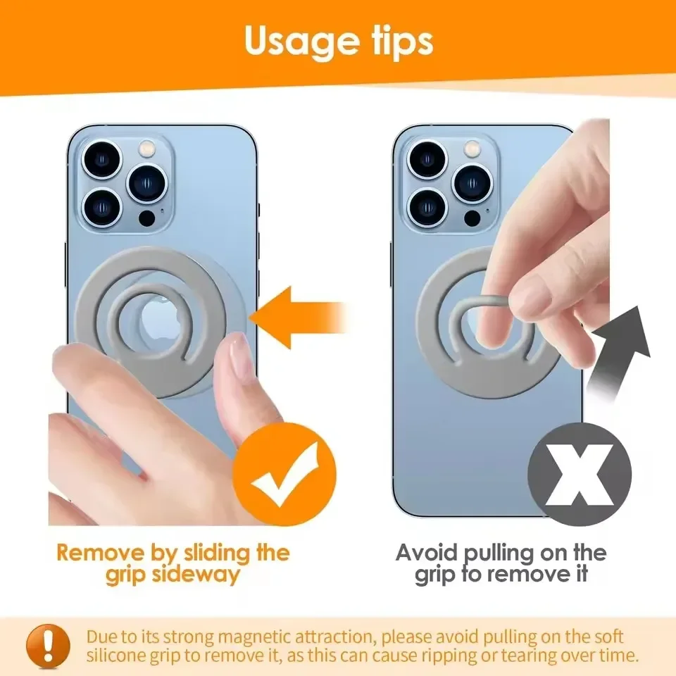 Enhanced Silicone Magnetic Finger Strap Phone Ring Holder - Universal Soft Grip and Stand