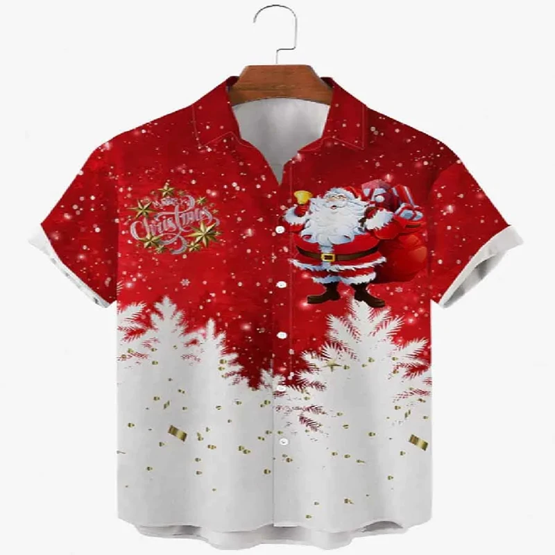 

Elements Santa Claus Dress Up Print Hawaiian Shirt 3D Printed Hawaiian Shirt for Men and Women Casual Shirt Unisex