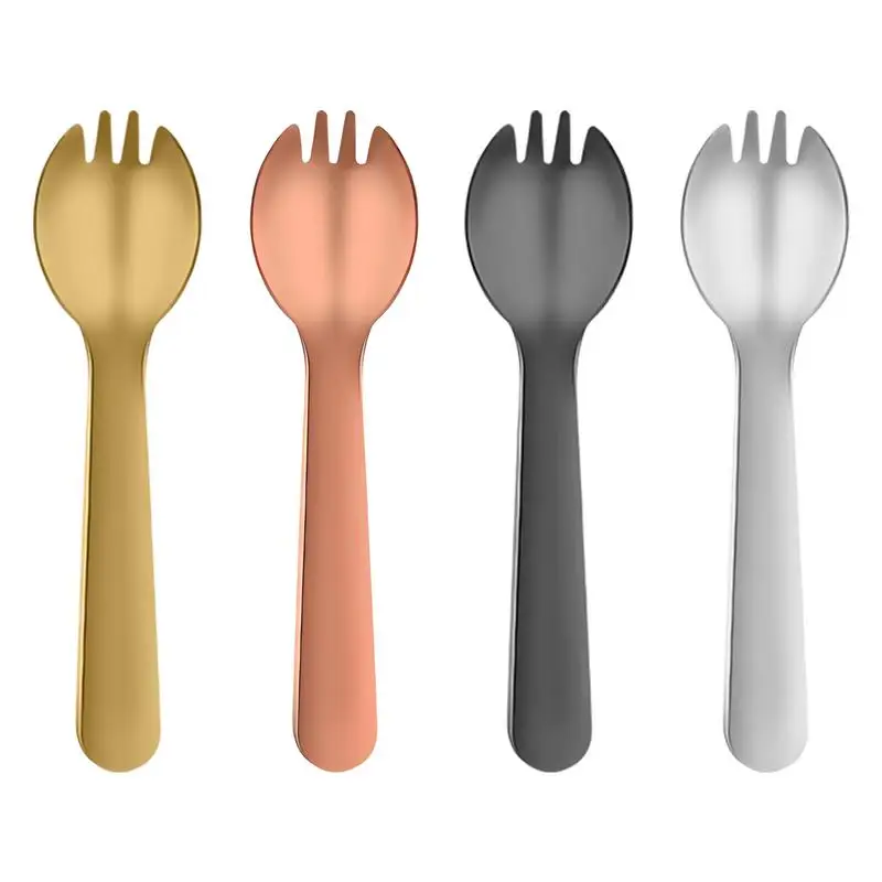 

Stainless Steel Cake Fork And Spoon Dessert Salad Fork Fall-Resistant Dessert Spork Salad Fork Set For Ice Cream Fried Rice