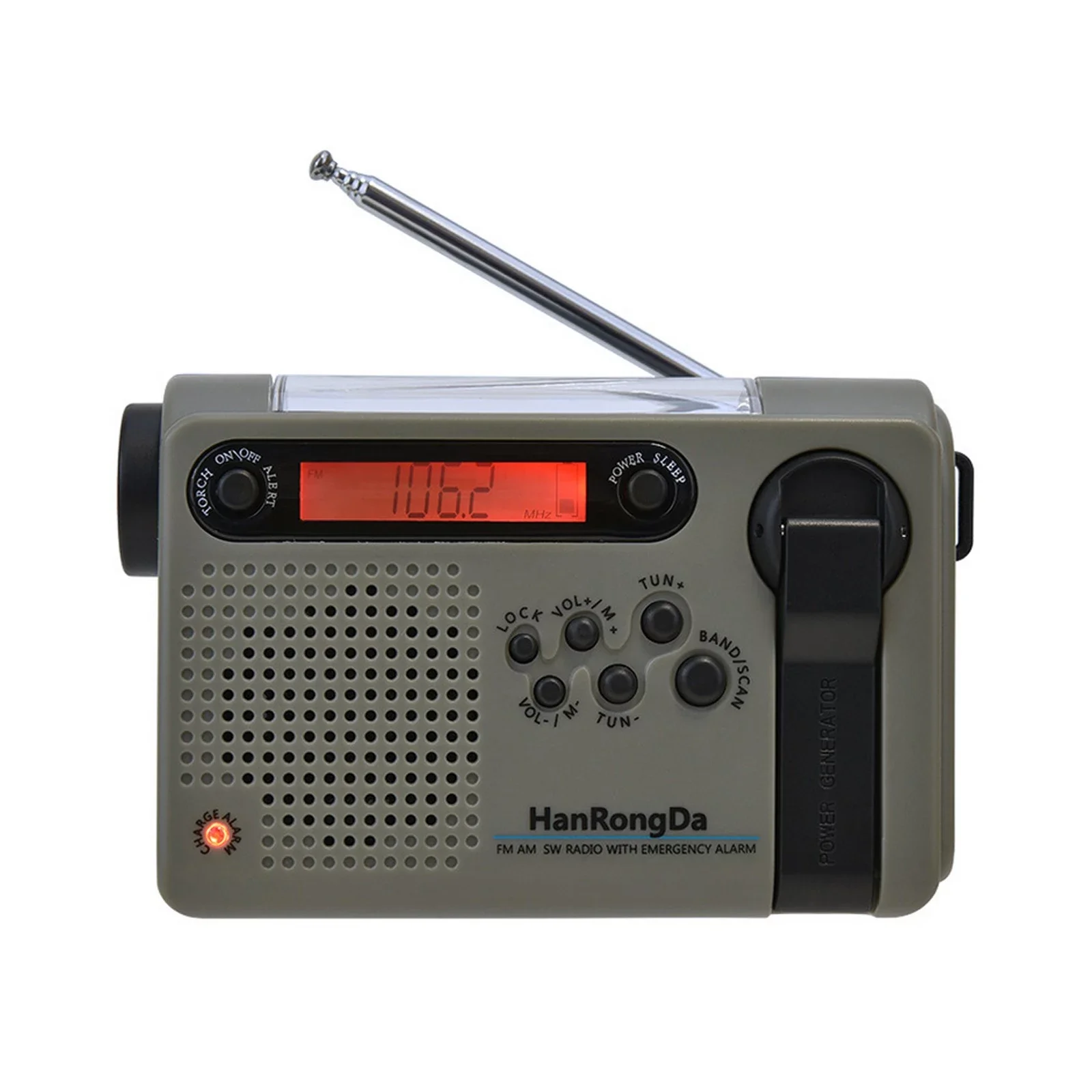 

Outdoor Emergency Radio Solar Powered AM FM SW Radio Hand Crank with LED Flashlight 2000mAh Battery SOS Alarm