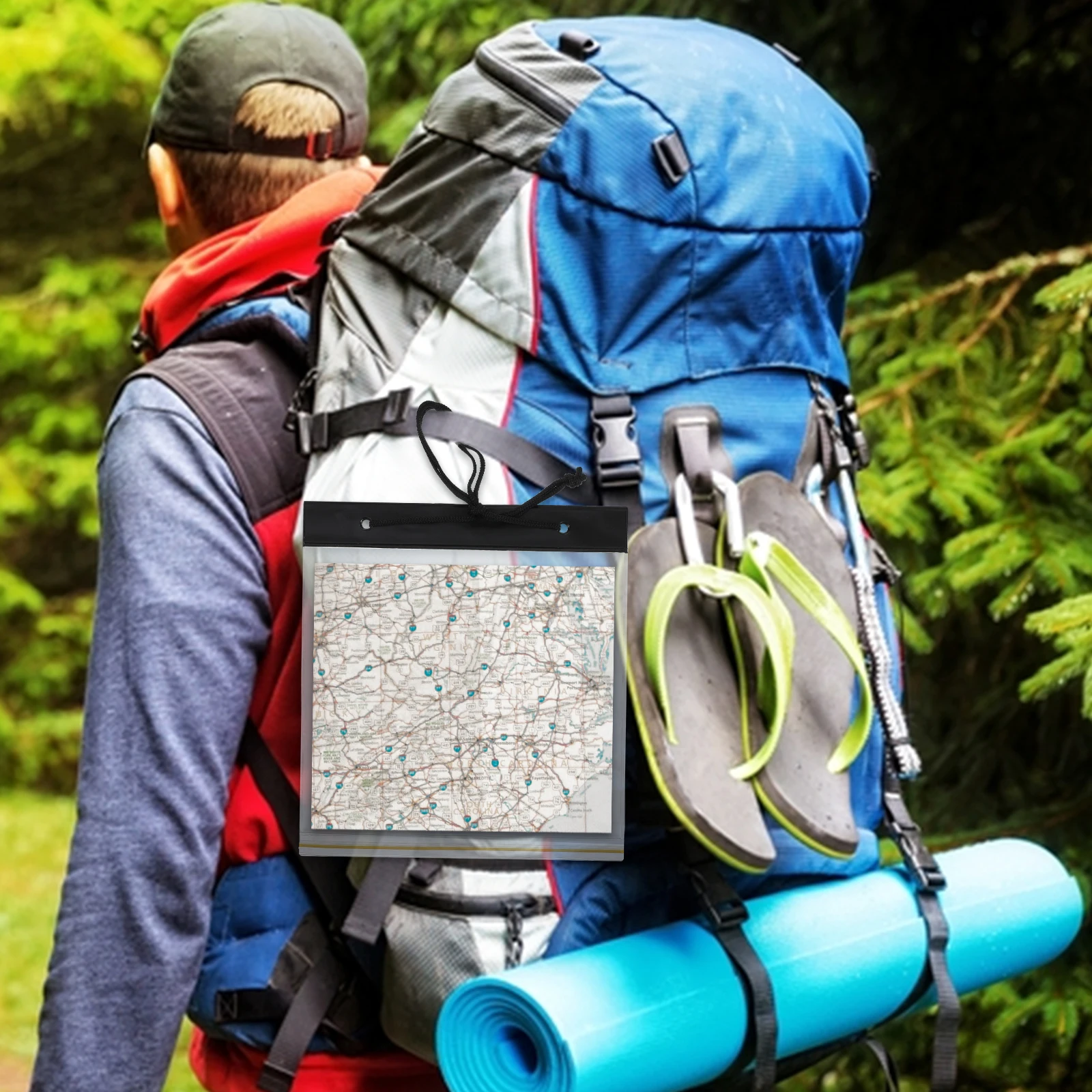 Waterproof Foldable Map Storage Case Transparent Document Dry Bag Trail Map Case Hiking Passport Holder Outdoor Camping Hiking
