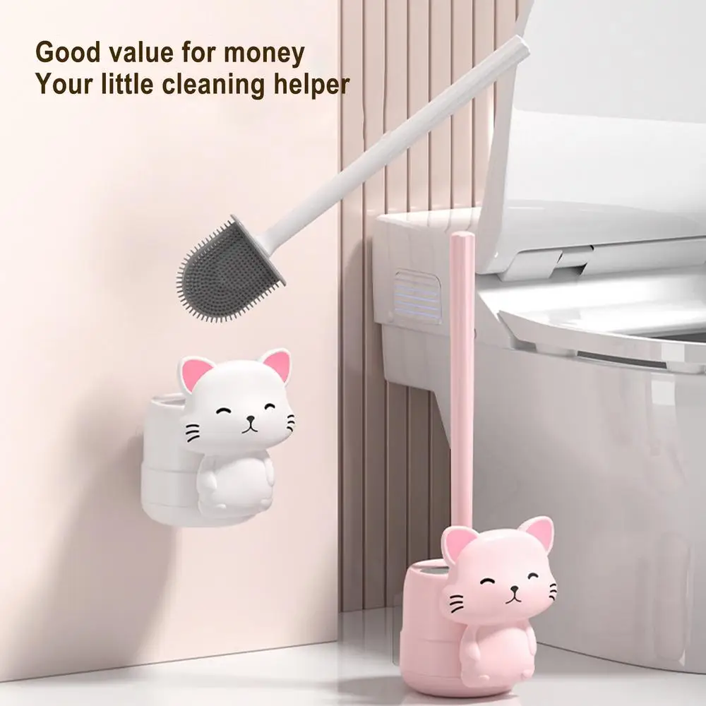 Description Picture 5 of itemCartoon Toilet Brush Cute Flat Head Flexible Soft Bristles Brush Bathroom Storage Toilet Brush Head Household Accessories