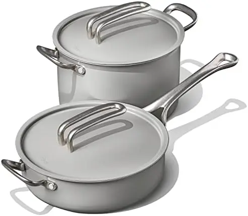 

Cookware Pot and Pan Set by Eva Longoria - Nonstick, Ceramic Coating, Steel Handle Cookware Set - 10 inch Pot, 11 Inch Pan w/Li