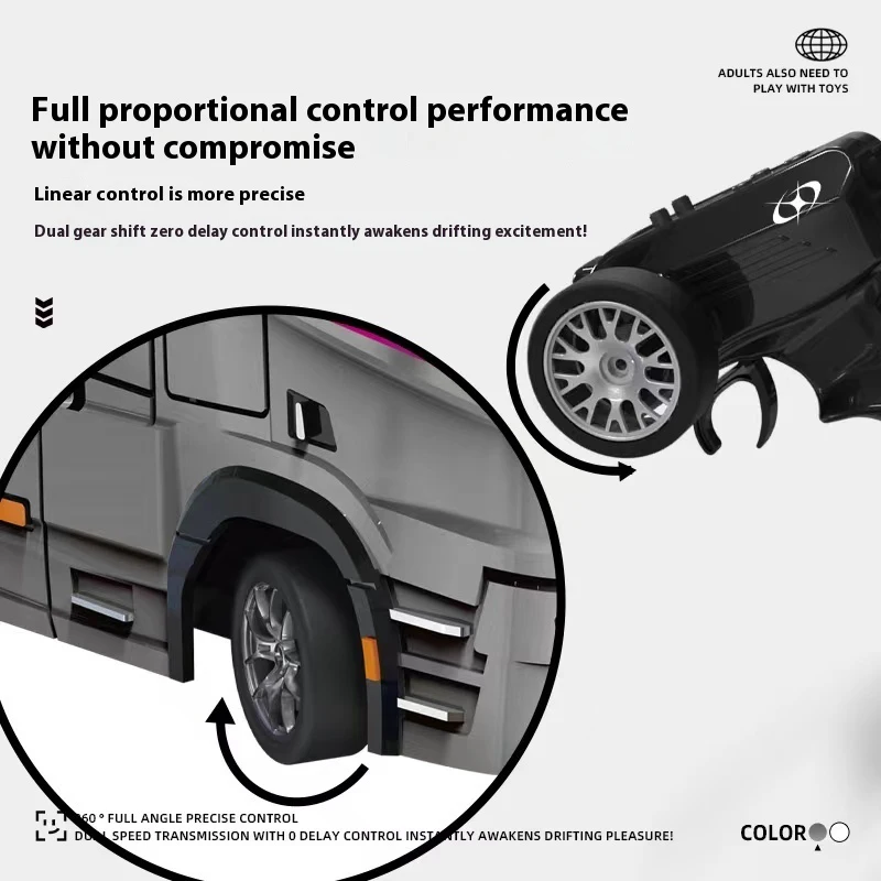 RC Car Head Mini 1/43 Remote Control Tractor Truck Semi-trailer Desktop Trailer Truck with Light and Sound Tractor Toys Boys