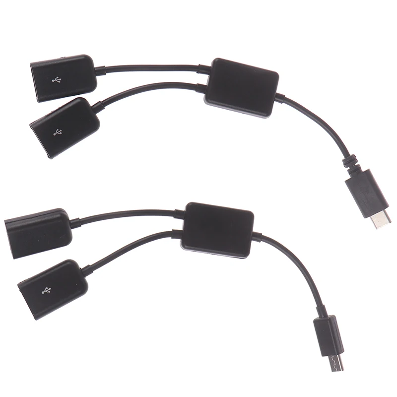

Micro USB / Type C to 2 OTG Dual Port HUB Cable Y Splitter for Tablet Android Mouse Keyboard Micro-USB Type-C Adapter Converter
