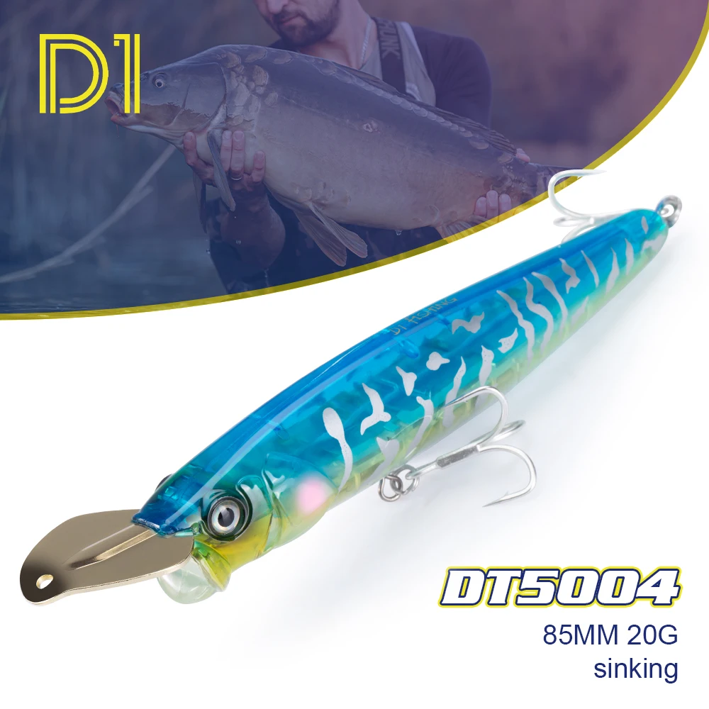 D1 Sinking Popper Fishing Lures Kit Metal Lip 85Mm/23G 65Mm/13G 150Mm/77G Riser Bait Artificiale 2022 Nuovi Articoli Wobblers Dt5004