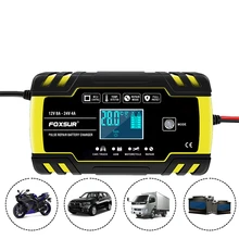 

FOXSUR 12V 24V 8A Pulse Repair Charger with LCD Display for AGM GEL WET Lead Acid Motorcycle Automatic Car Battery Charger