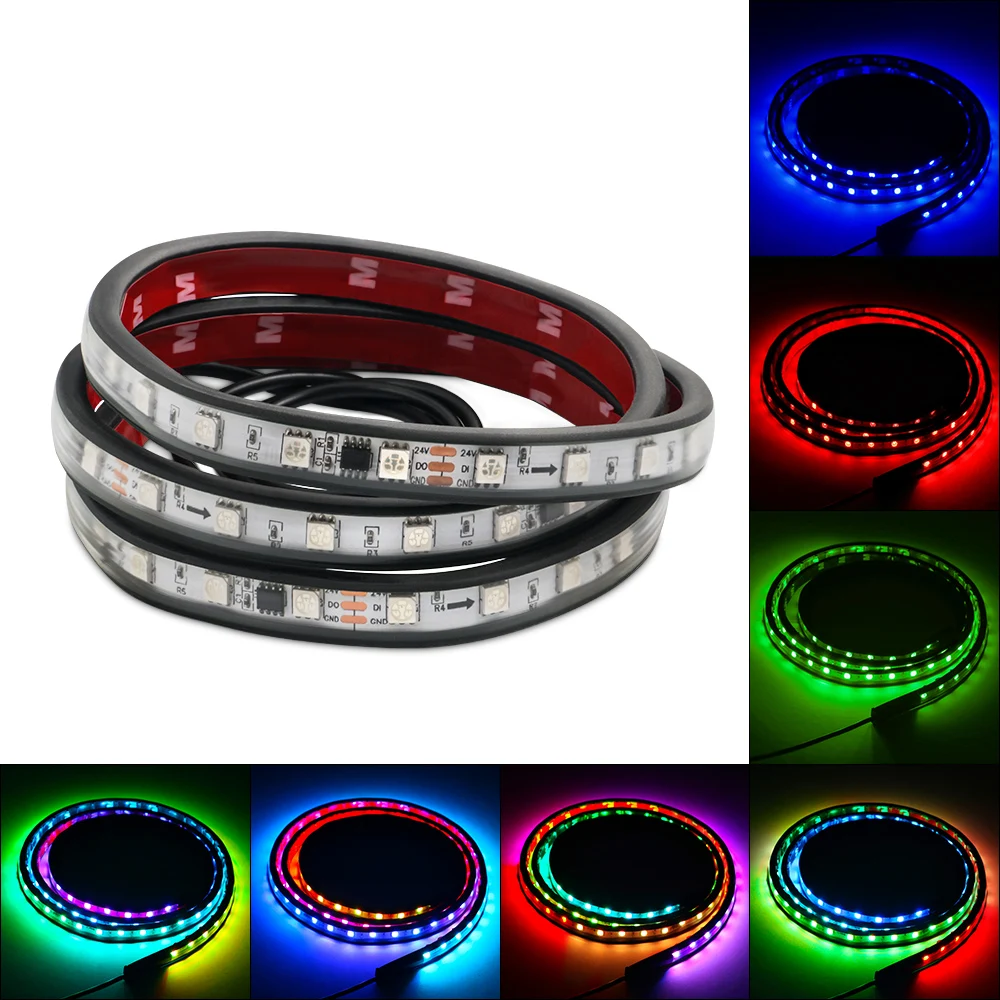 24v Truck Lights Led Strips Rgb Drl Brake Warning Driving Lights Bar Car  Atmosphere Lamp With Remote Control Auto Exterior Parts - Decorative Lamps  & Strips - AliExpress