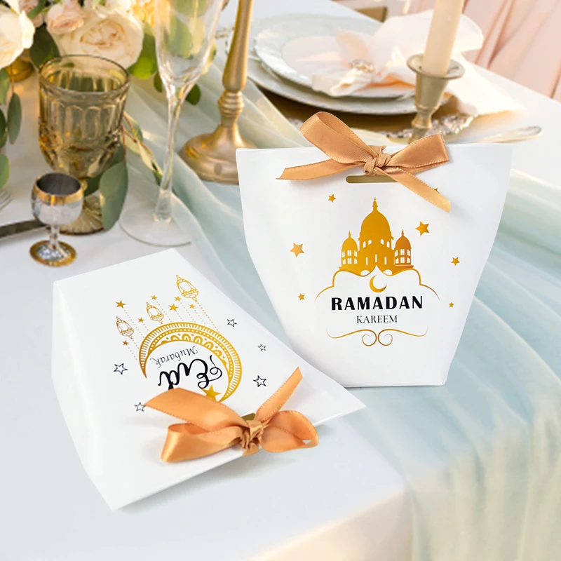 5/10Pcs Eid Mubarak Gift Box Ramadan Kareem Candy Bags Muslim Islamic Festival Party DIY Decoration Supplies 2023 Eid Al-fitr