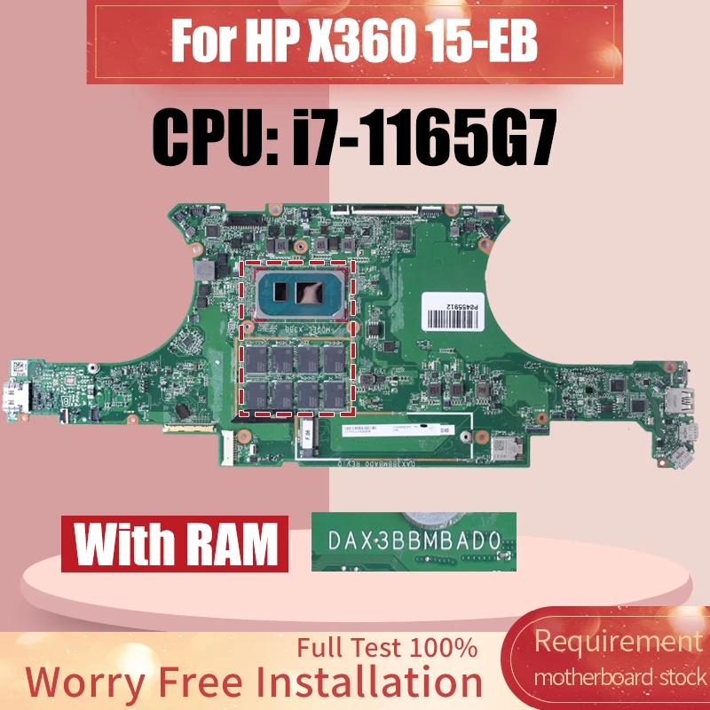 

DAX3BBMBAD0 For HP X360 15-EB Laptop Motherboard i7-1165G7 With RAM Notebook Mainboard