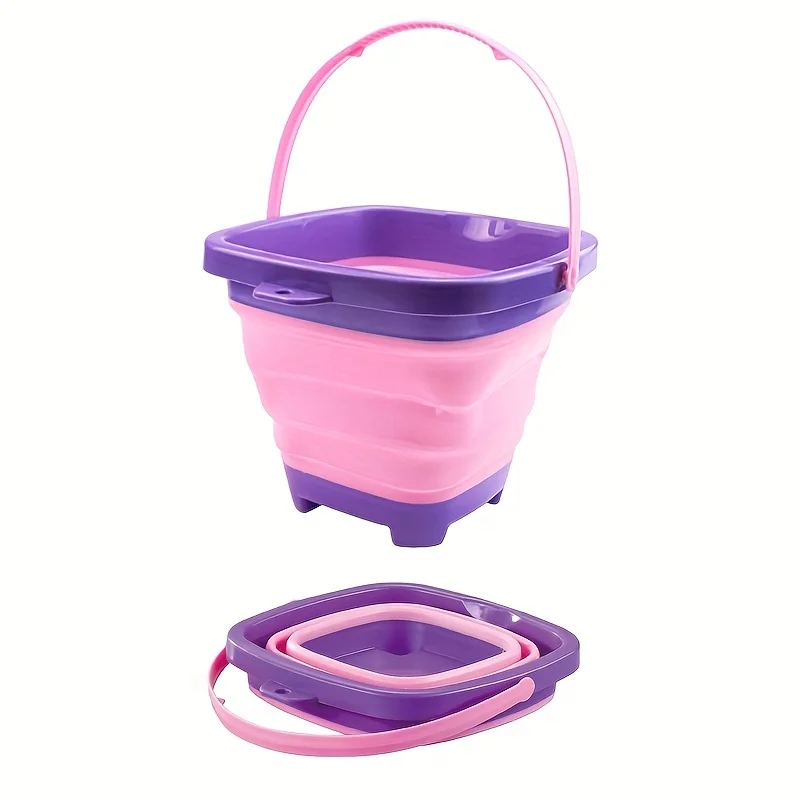 Foldable Beach Bucket Silicone Collapsible Toy Buckets for Kids for Summer Activities Camping Gear Travel Beach Sand Toys 5