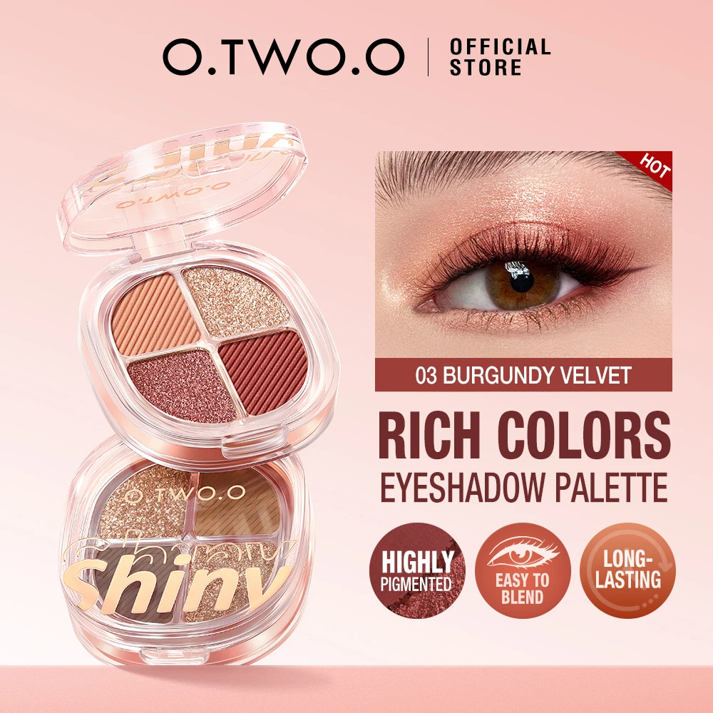 Eye Shadow O.TWO.O Eyeshadow Palette Matte Shimmer Natural-Looking Long Lasting Waterproof Blendable 4 Colors Highly Pigmented Eye Makeup eye shadow plate