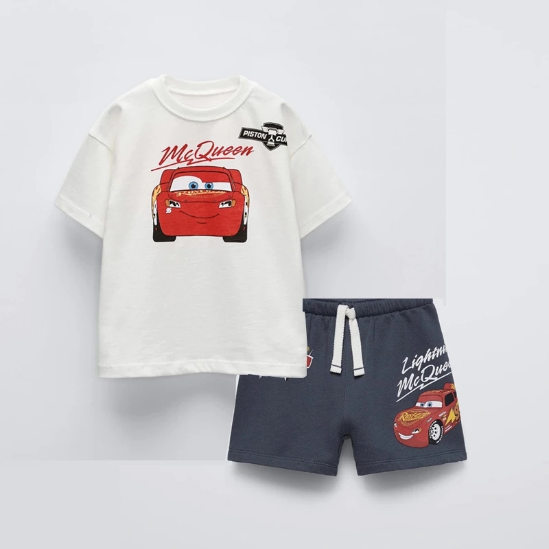 Boys Tracksuits Short Sleeve Tracksuits For Boys Car Print Tshirt +Shorts 2025 Summer Child Trendy Costume 2pcs/Set Baby Sports Casual Outfits