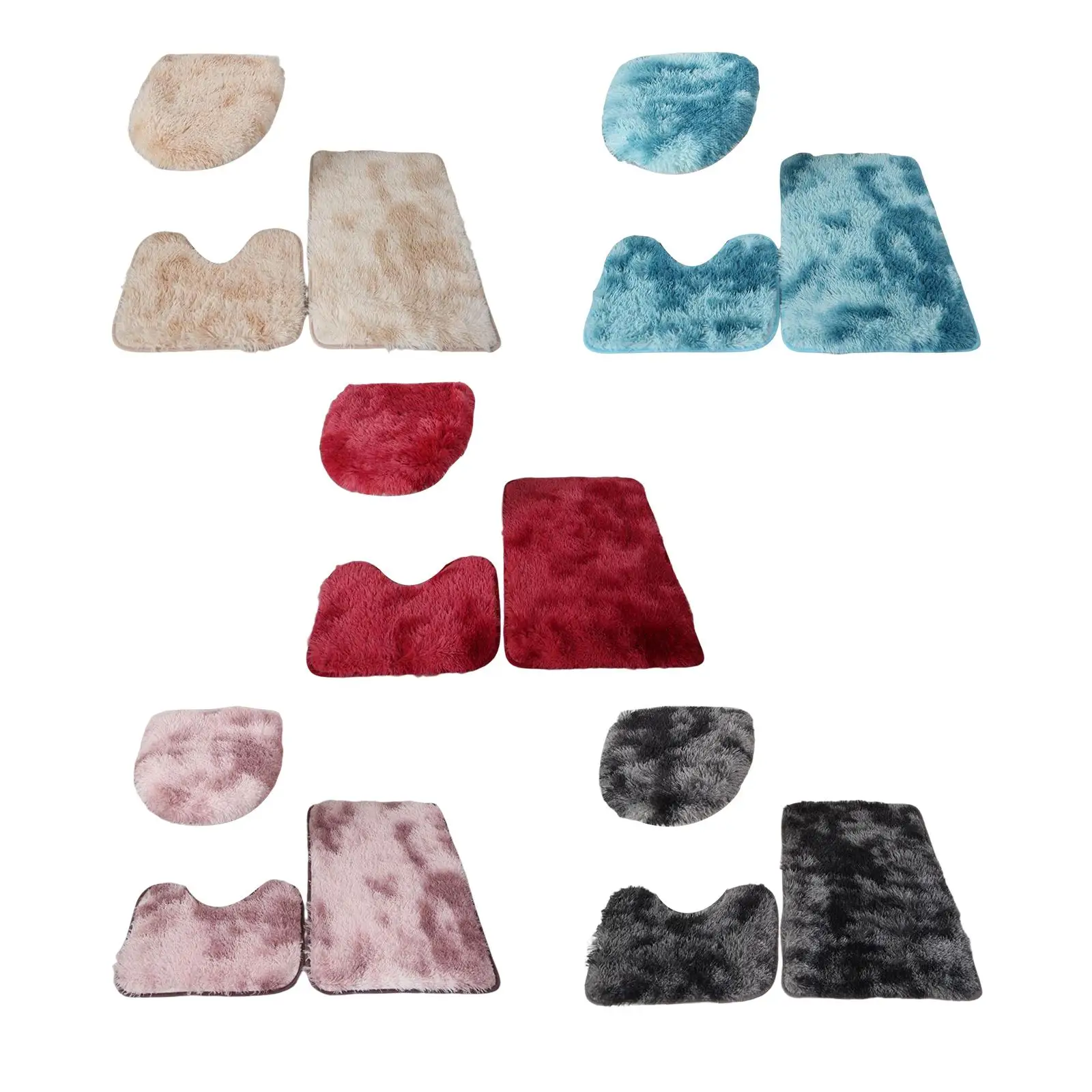 Luxurious 3-Piece Bathroom Mat Set with Toilet Cover and U-Shape Rug
