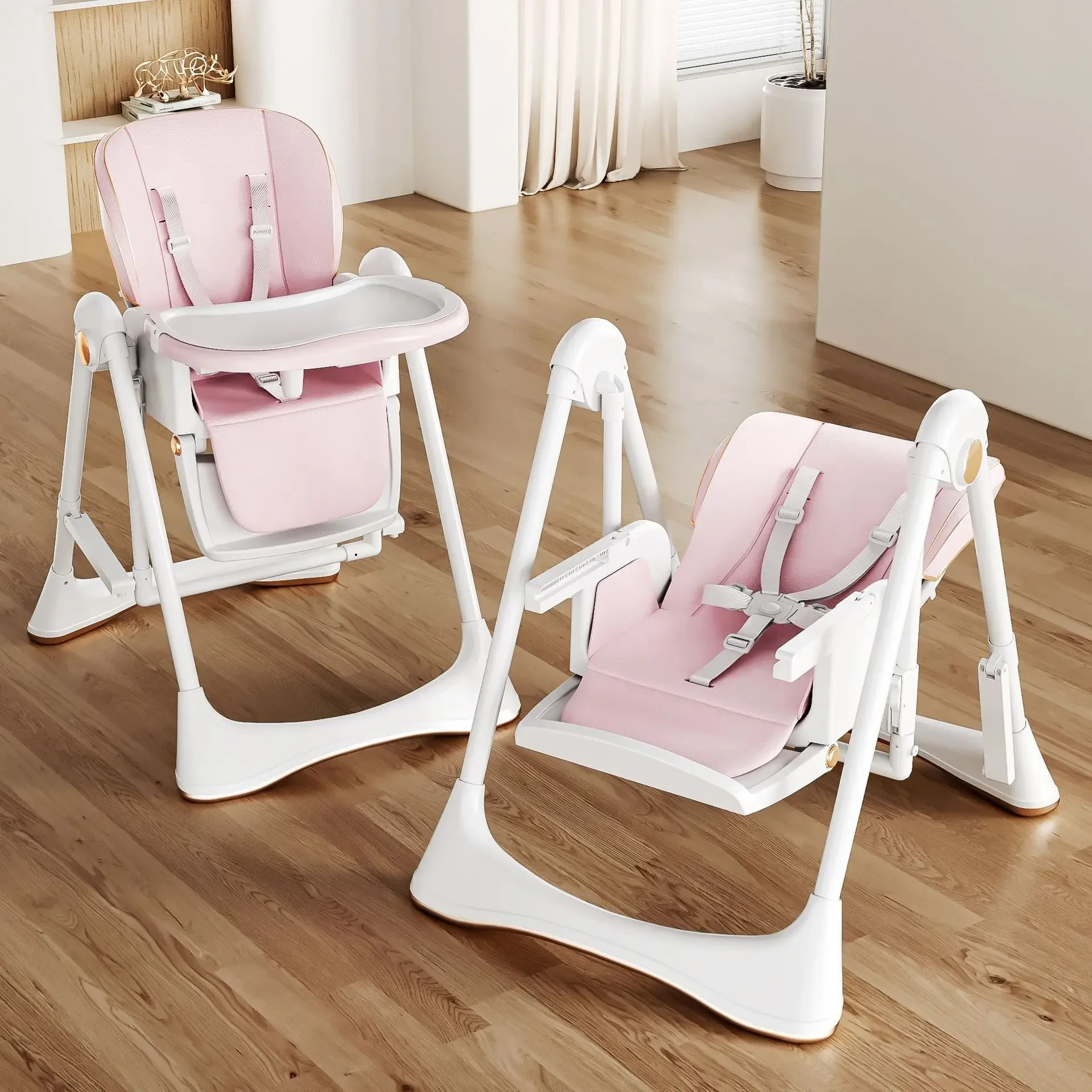Swing Dining Chair Rocking Chair Foldable Dining Toddler Table Cradle 2-in-1 Learning Rocking